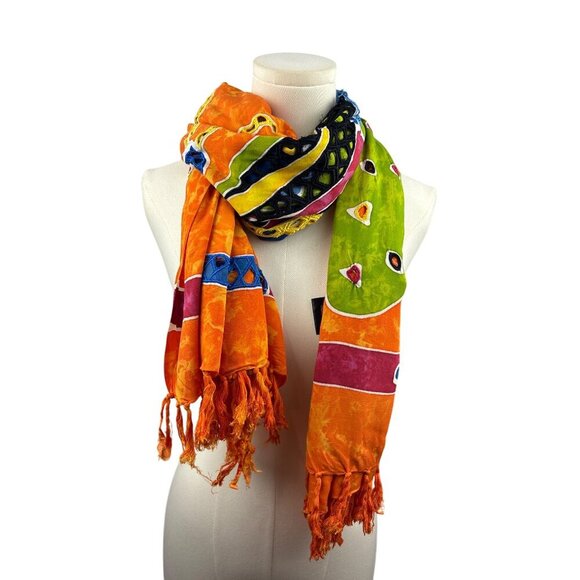 Handmade Batik Butterfly Sarong Wrap Scarf Shawl One Size Primitive Vibes Hawaii - Picture 5 of 8